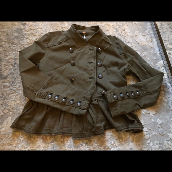 🖤 Free People Ruffled Peplum Military Jacket - Picture 4 of 13